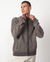 Cargar imagen en el visor de la galería, CHAQUETA CAZADORA PUNTO ACANALADO ARENA/VISÓN