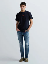 Cargar imagen en el visor de la galería, CAMISETA CON ESTAMPADO CON LOGOTIPO DELANTE Y DETRÁS MARINO