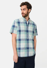Cargar imagen en el visor de la galería, CAMISA MC CUADRO INDIGO VERDE