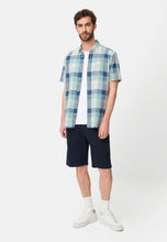 Cargar imagen en el visor de la galería, CAMISA MC CUADRO INDIGO VERDE