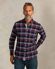 Cargar imagen en el visor de la galería, CAMISA FRANELA ELÁSTICA CUADRO MARINO ROJO