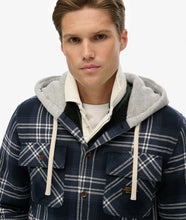Cargar imagen en el visor de la galería, SOBRECAMISA CON CAPUCHA CUADROS AZULES
