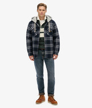 Cargar imagen en el visor de la galería, SOBRECAMISA CON CAPUCHA CUADROS AZULES