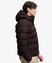 Cargar imagen en el visor de la galería, CAZADORA PUFFER CON CAPUCHA MARRÓN