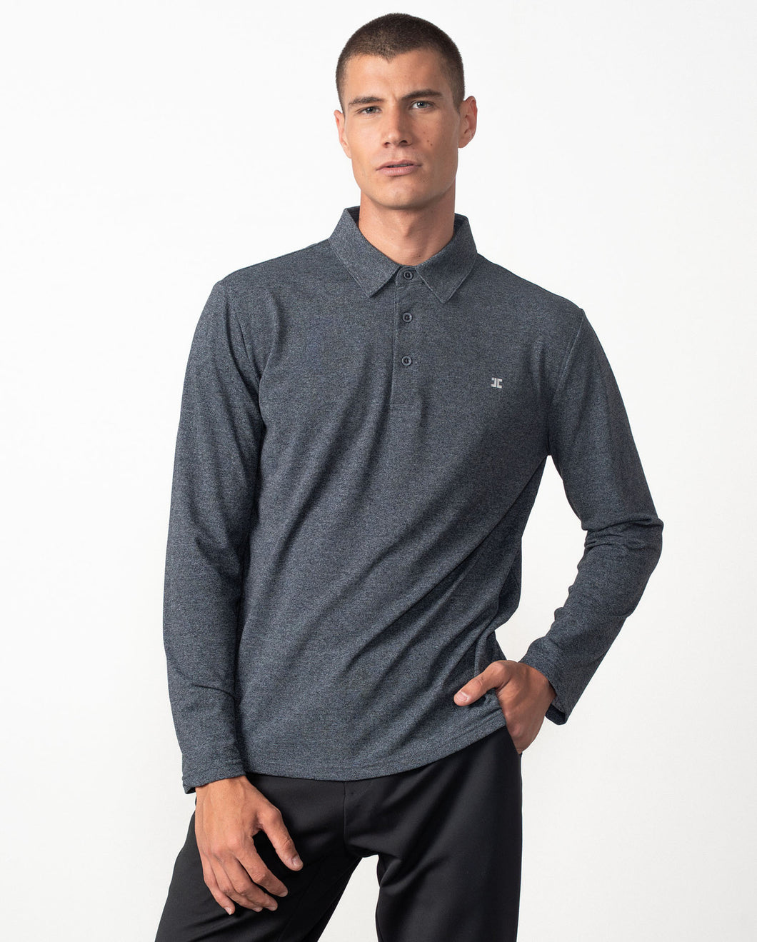 POLO MANGA LAGA ESTRUCTURA GRANITO GRIS
