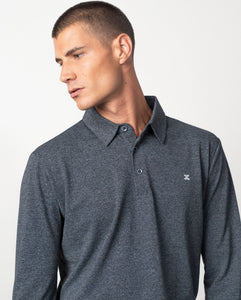 POLO MANGA LAGA ESTRUCTURA GRANITO GRIS