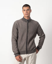 Cargar imagen en el visor de la galería, CHAQUETA CAZADORA PUNTO ACANALADO ARENA/VISÓN
