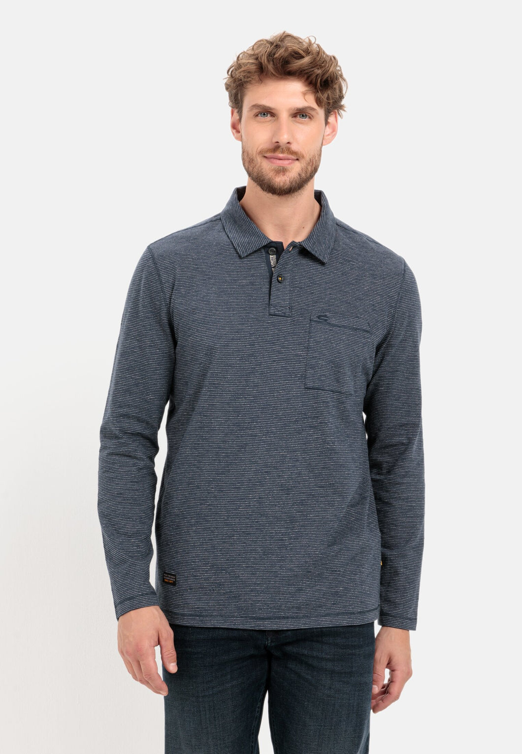 POLO MANGA LARGA ALGODON RAYADO AZUL