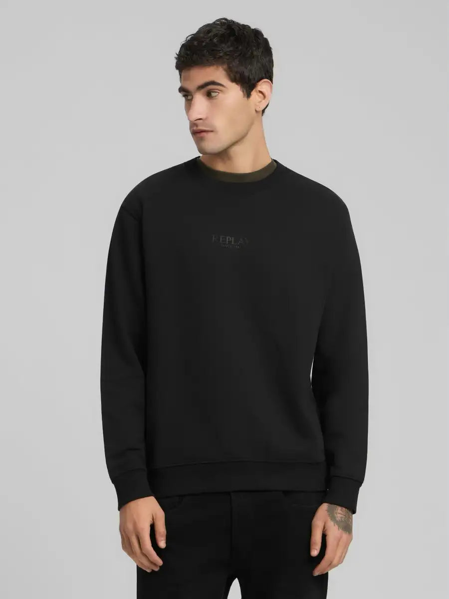 SUDADERA CUELLO REDONDO CON LOGO NEGRA