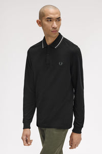 POLO MANGA LARGA TWIN FRED PERRY NEGRO