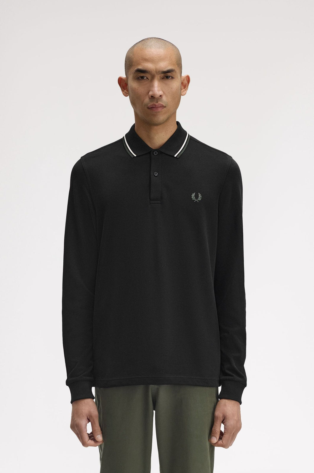 POLO MANGA LARGA TWIN FRED PERRY NEGRO