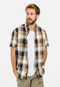 CAMISA MC CUADROS MARRONES MARINO