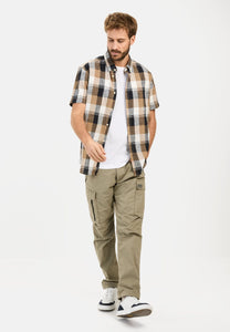 CAMISA MC CUADROS MARRONES MARINO