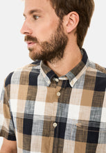 Cargar imagen en el visor de la galería, CAMISA MC CUADROS MARRONES MARINO
