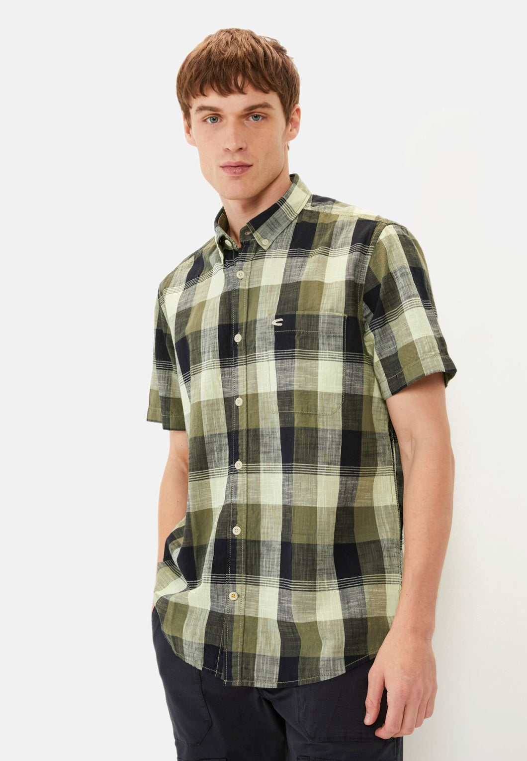 CAMISA MANGA CORTA CUADROS VERDES