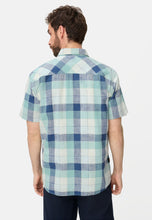 Cargar imagen en el visor de la galería, CAMISA MC CUADRO INDIGO VERDE
