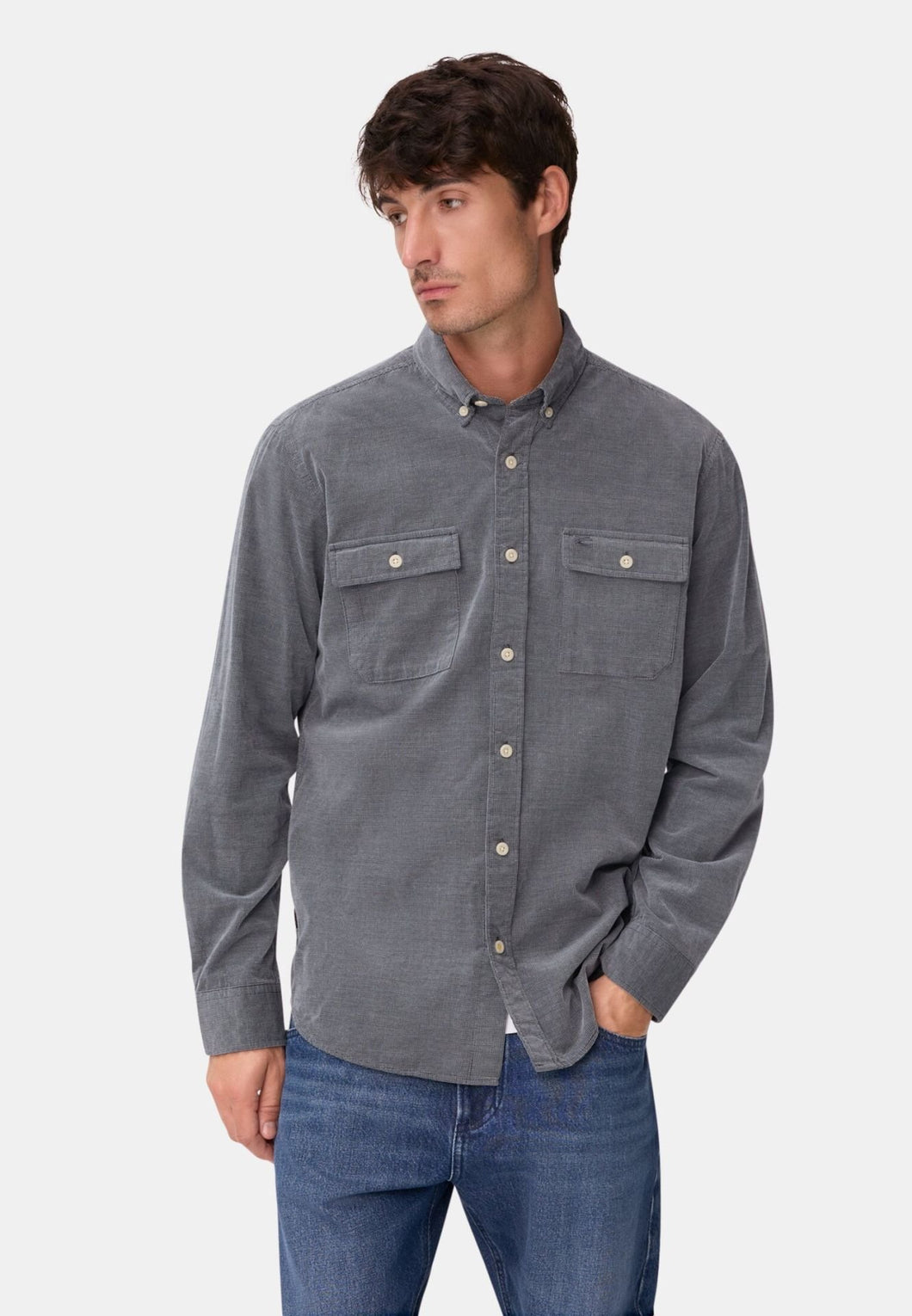 CAMISA PANA CORTADA GRIS