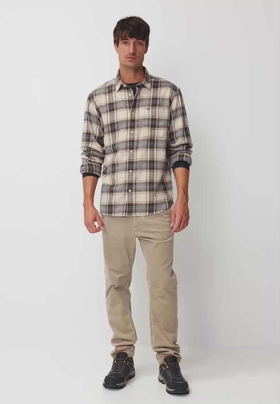 CAMISA GRUESA CUADRO BEIG AZUL