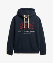 Cargar imagen en el visor de la galería, SUDADERA CON CAPUCHA Y LOGO VINTAGE  MARINO
