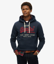 Cargar imagen en el visor de la galería, SUDADERA CON CAPUCHA Y LOGO VINTAGE  MARINO
