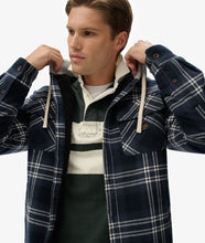 Cargar imagen en el visor de la galería, SOBRECAMISA CON CAPUCHA CUADROS AZULES
