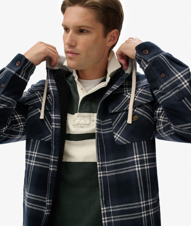 SOBRECAMISA CON CAPUCHA CUADROS AZULES