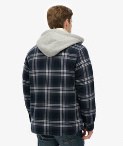 SOBRECAMISA CON CAPUCHA CUADROS AZULES