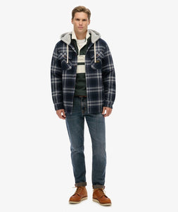 SOBRECAMISA CON CAPUCHA CUADROS AZULES