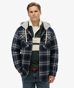 SOBRECAMISA CON CAPUCHA CUADROS AZULES